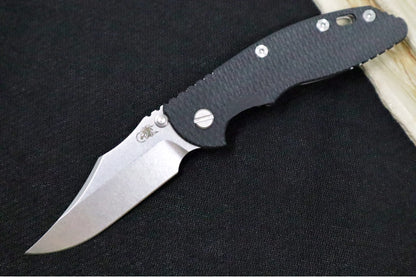 Rick Hinderer Knives XM-18 3.5" Nonflipper - Stonewashed Finish / Bowie Blade / Black G-10 Handle