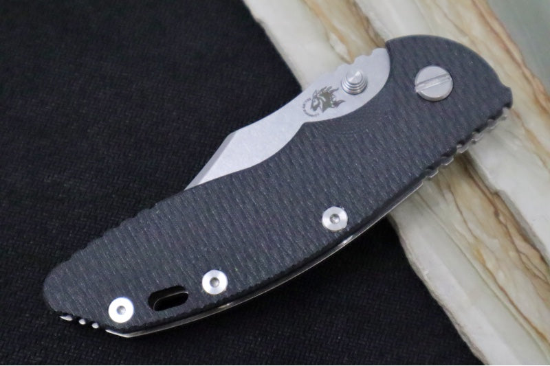 Rick Hinderer Knives XM-18 3.5" Nonflipper - Stonewashed Finish / Bowie Blade / Black G-10 Handle