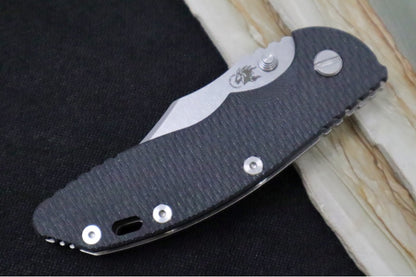 Rick Hinderer Knives XM-18 3.5" Nonflipper - Stonewashed Finish / Bowie Blade / Black G-10 Handle