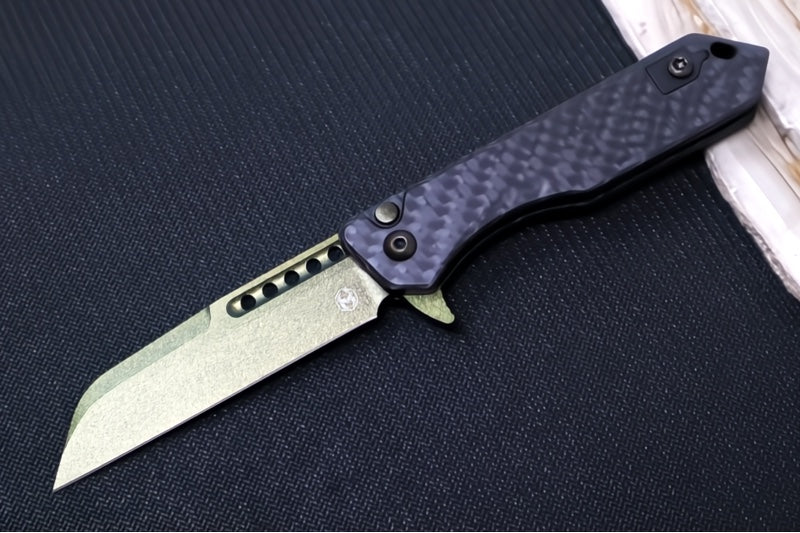 Heretic Knives Jinn Flipper - Carbon Fiber Handle / Metallic Green