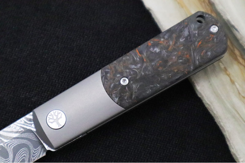 Boker Annual Damascus 2024 - Carbon Fiber & Titanium Handle / Black Boomerang 100 Layered Chad Nichols Damascus 1132024DAM