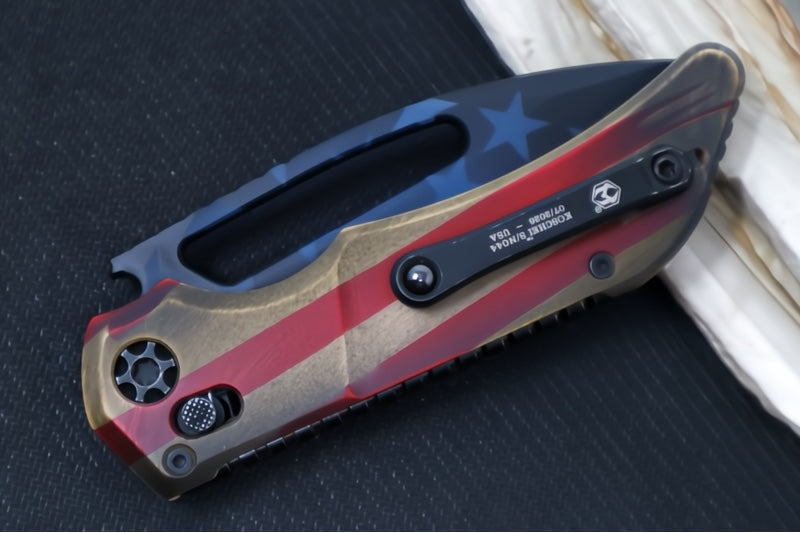 Heretic Knives Koschei Manual AMERICA 250 - Drop Point Blade / Black USA 250 Laser Etched Finish / USA 250 Laser Etched Aluminum H061-USA-250
