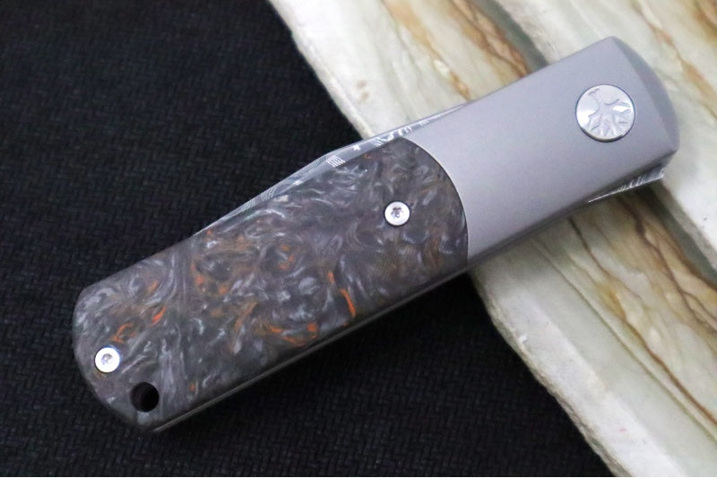 Boker Annual Damascus 2024 - Carbon Fiber & Titanium Handle / Black Boomerang 100 Layered Chad Nichols Damascus 1132024DAM