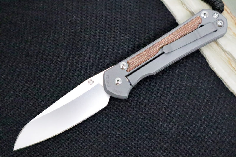 Chris Reeve Knives Large Sebenza 31 Left Handed - Insingo Blade / Natural Canvas Micarta L31-1223