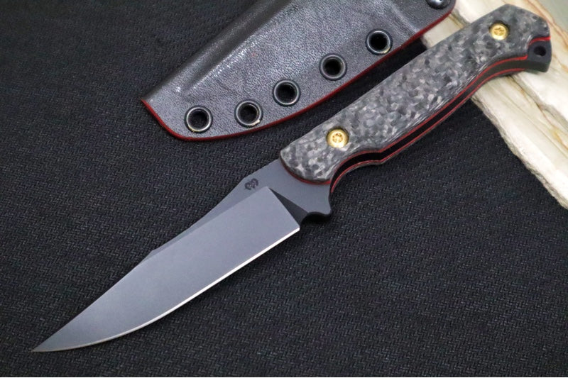 Toor Knives Krypteia Heavy Metal - Midnight Black KG Gunkote Finished Blade / CPM-M4 Steel / Carbon Fiber & Sanguis Red G10 Handle / Black & Blood Red Kydex Sheath