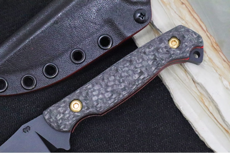 Toor Knives Krypteia Heavy Metal - Midnight Black KG Gunkote Finished Blade / CPM-M4 Steel / Carbon Fiber & Sanguis Red G10 Handle / Black & Blood Red Kydex Sheath