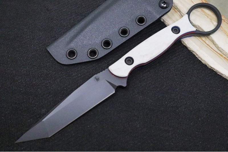 Toor Knives Serpent T Patriot - Smoke Black KG Gunkote Blade / CPM-M4 Steel / Light Grey, Red & Blue G10 Handle / Kydex Sheath