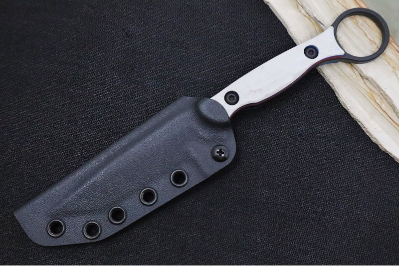 Toor Knives Serpent T Patriot - Smoke Black KG Gunkote Blade / CPM-M4 Steel / Light Grey, Red & Blue G10 Handle / Kydex Sheath