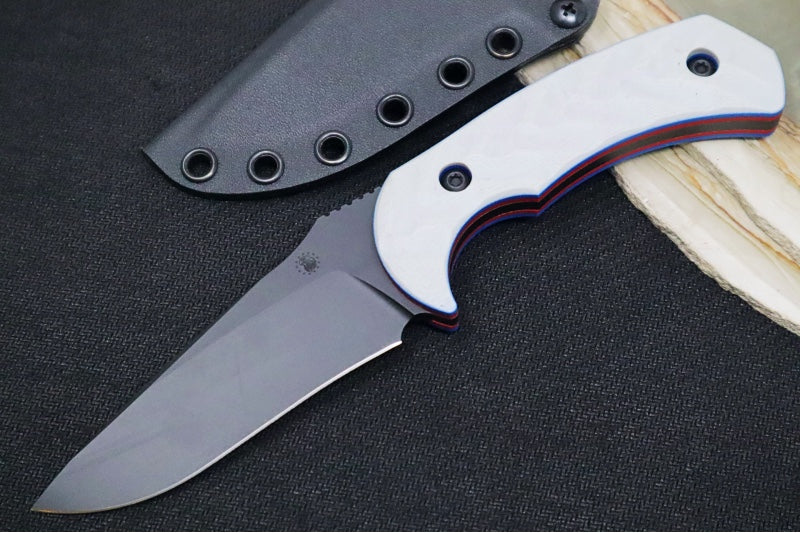 Toor Knives Mullet Patriot - Smoke Black KG Gunkote Finished Blade / CPM-M4 Steel / Light Grey, Red & Blue G-10 Handle / Kydex Sheath