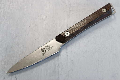 Shun Kanso - 3.5" Paring Knife - AUS10A High-Carbon Vanadium Stainless Steel with Heritage finish - Tagayasan Handle with Stainless Steel Rivets - Made in Seki City, Japan - Northwest Knives