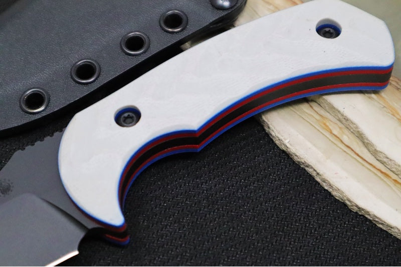 Toor Knives Mullet Patriot - Smoke Black KG Gunkote Finished Blade / CPM-M4 Steel / Light Grey, Red & Blue G-10 Handle / Kydex Sheath - Northwest Knives