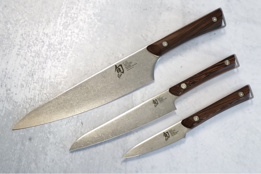 Shun Kanso - 3pc Starter Knife Set - AUS10A High-Carbon Vanadium Stainless Steel with Heritage finish - Tagayasan Handle with Stainless Steel Rivets - Made in Seki City, Japan - Northwest Knives