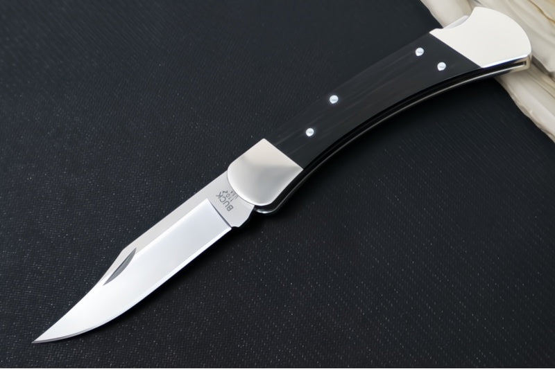 Buck 110 Slim Heritage Elite Folding Hunter - Clip Point Blade / CPM-Magnacut Steel / Ebony Wood Handles with Nickel Silver Bolsters 0110BRS20-B
