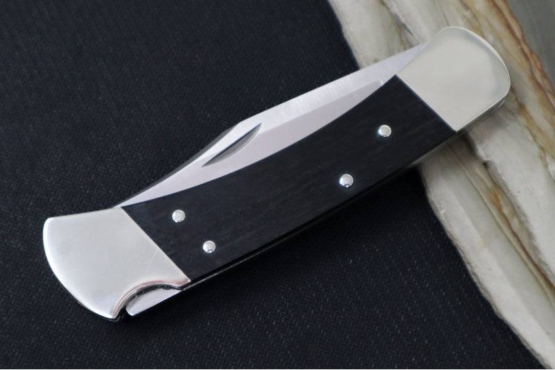 Buck 110 Slim Heritage Elite Folding Hunter - Clip Point Blade / CPM-Magnacut Steel / Ebony Wood Handles with Nickel Silver Bolsters 0110BRS20-B