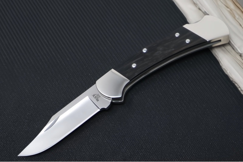Buck 112 Ranger Slim Heritage Elite Knife- Clip Point Blade / CPM-Magnacut Steel / Ebony Wood Handles with Nickel Silver Bolsters 14528