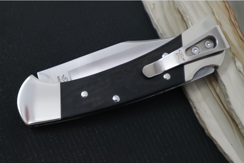 Buck 112 Ranger Slim Heritage Elite Knife- Clip Point Blade / CPM-Magnacut Steel / Ebony Wood Handles with Nickel Silver Bolsters 14528