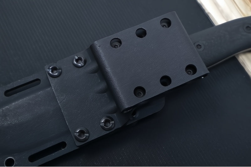 Reiff Knives Vicon Fixed Blade - Black Canvas Micarta Handle / CPM-Magnacut Steel / Two-Toned Clip Point Blade / Black Kydex Sheath