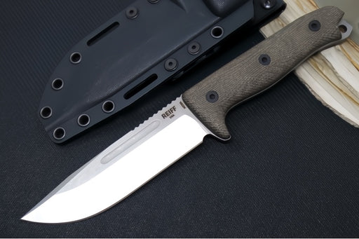 Reiff Knives Vicon Fixed Blade - Green Canvas Micarta Handle / CPM-Magnacut Steel / Two-Toned Clip Point Blade / Black Kydex Sheath - Northwest Knives