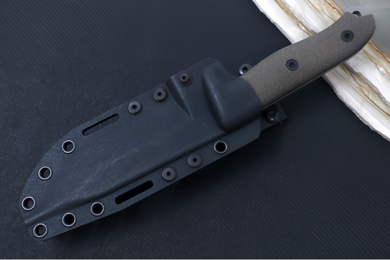 Reiff Knives Vicon Fixed Blade - Green Canvas Micarta Handle / CPM-Magnacut Steel / Two-Toned Clip Point Blade / Black Kydex Sheath