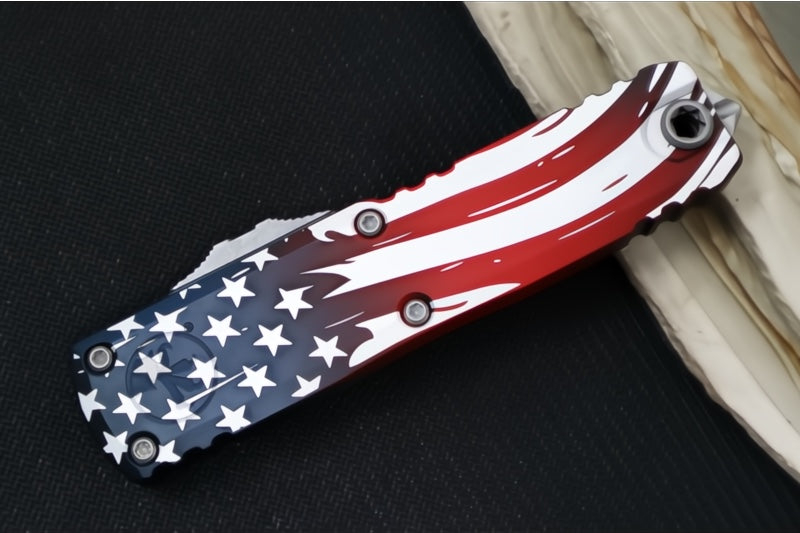 Microtech UTX-85 OTF Gen IV 250th Anniversary 4th of July Edition - Tanto Blade / Apocolyptic Finish / "250th Anniversary 4th of July" Aluminum Handle 12334-10APS-4J250