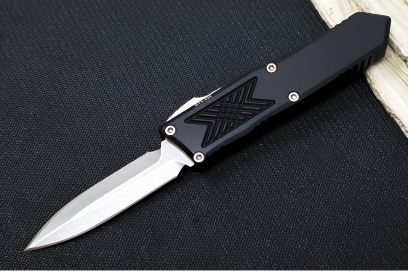 Guardian Tactical GTX-025 OTF - Stonewash Finish / Elmax Steel / Dagger Blade / Black Anodized Aluminum Handle 12-3531