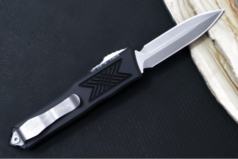 Guardian Tactical GTX-025 OTF - Stonewash Finish / Elmax Steel / Dagger Blade / Black Anodized Aluminum Handle 12-3531