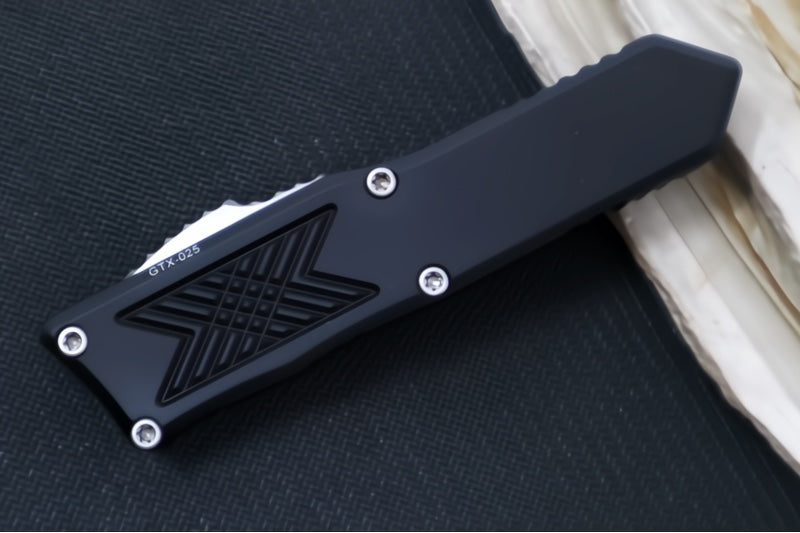 Guardian Tactical GTX-025 OTF - Stonewash Finish / Elmax Steel / Dagger Blade / Black Anodized Aluminum Handle 12-3531
