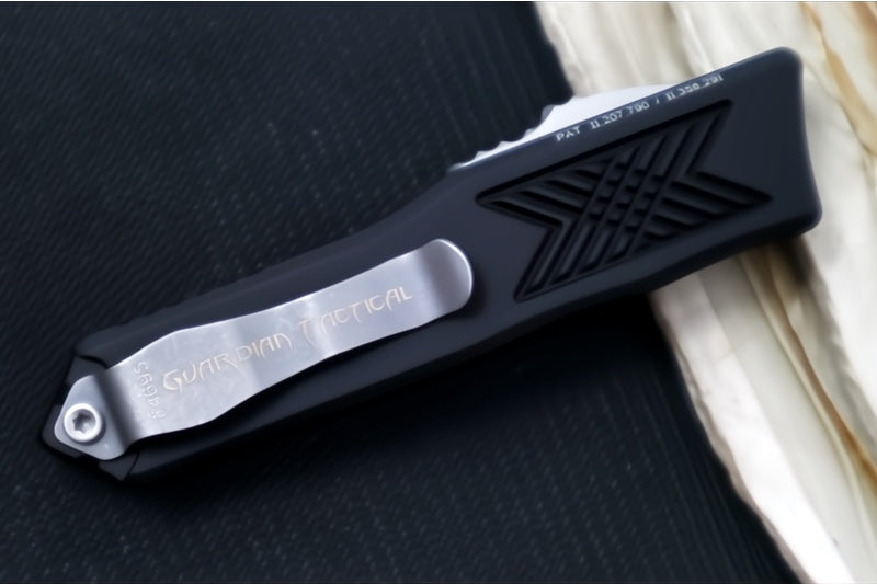 Guardian Tactical GTX-025 OTF - Stonewash Finish / Elmax Steel / Dagger Blade / Black Anodized Aluminum Handle 12-3531