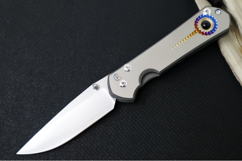 Chris Reeve Knives Large Sebenza 31 Unique Graphics #2839- Drop Point Blade / Magnacut Steel / Titanium Handle / Onyx Cabochon L31-1408-0796