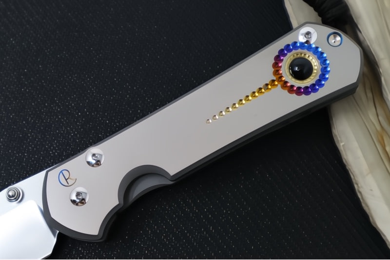 Chris Reeve Knives Large Sebenza 31 Unique Graphics #2839- Drop Point Blade / Magnacut Steel / Titanium Handle / Onyx Cabochon L31-1408-0796