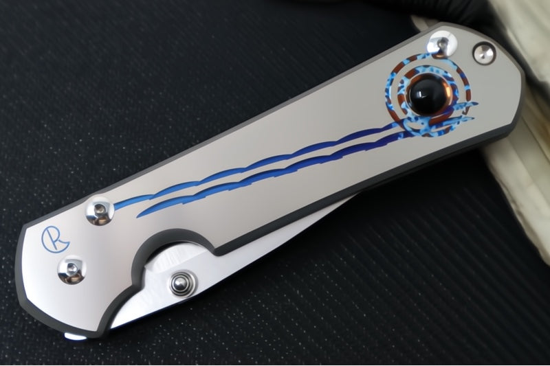 Chris Reeve Knives Large Sebenza 31 Unique Graphics #2840 - Drop Point Blade / Magnacut Steel / Titanium Handle / Onyx Cabochon L31-1408-0796