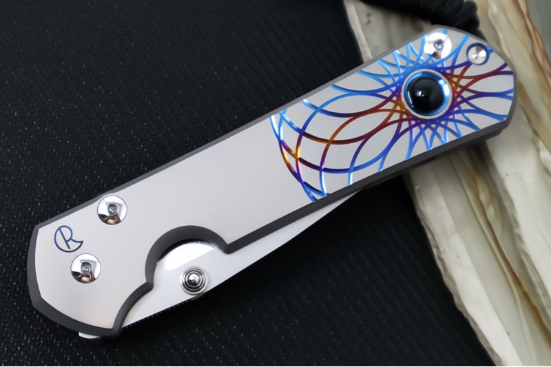 Chris Reeve Knives Large Sebenza 31 Unique Graphics #2841 - Drop Point Blade / Magnacut Steel / Titanium Handle / Onyx Cabochon L31-1408-0796