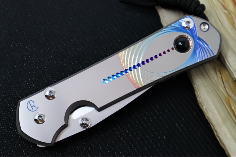 Chris Reeve Knives Large Sebenza 31 Unique Graphics #2842 - Drop Point Blade / Magnacut Steel / Titanium Handle / Onyx Cabochon L31-1408-0796