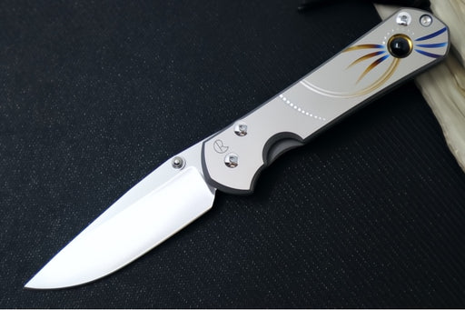 Chris Reeve Knives Large Sebenza 31 Unique Graphics #2843 - Drop Point Blade / Magnacut Steel / Titanium Handle / Onyx Cabochon L31-1408-0796 - Northwest Knives