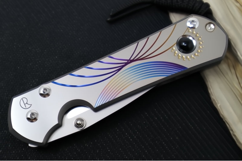 Chris Reeve Knives Large Sebenza 31 Unique Graphics #2844 - Drop Point Blade / Magnacut Steel / Titanium Handle / Onyx Cabochon L31-1408-0796