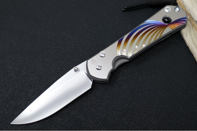 Chris Reeve Knives Large Sebenza 31 Unique Graphics #2845 - Drop Point Blade / Magnacut Steel / Titanium Handle / Onyx Cabochon L31-1408-0796