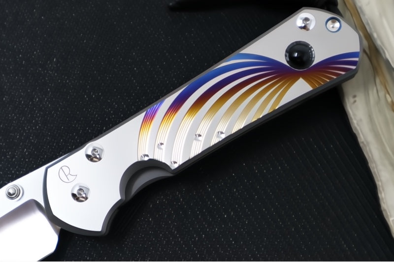 Chris Reeve Knives Large Sebenza 31 Unique Graphics #2845 - Drop Point Blade / Magnacut Steel / Titanium Handle / Onyx Cabochon L31-1408-0796