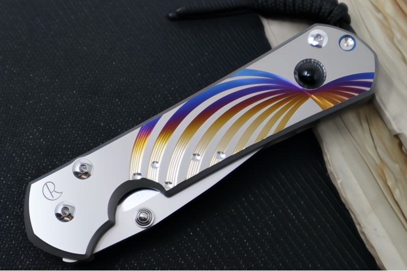 Chris Reeve Knives Large Sebenza 31 Unique Graphics #2845 - Drop Point Blade / Magnacut Steel / Titanium Handle / Onyx Cabochon L31-1408-0796