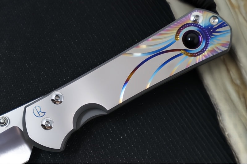 Chris Reeve Knives Large Sebenza 31 Unique Graphics #2847 - Drop Point Blade / Magnacut Steel / Titanium Handle / Onyx Cabochon L31-1408-0796