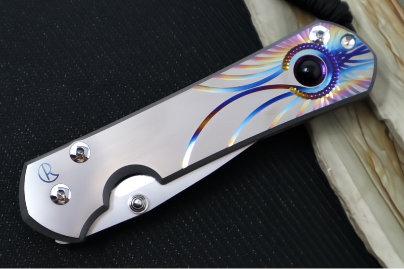 Chris Reeve Knives Large Sebenza 31 Unique Graphics #2847 - Drop Point Blade / Magnacut Steel / Titanium Handle / Onyx Cabochon L31-1408-0796