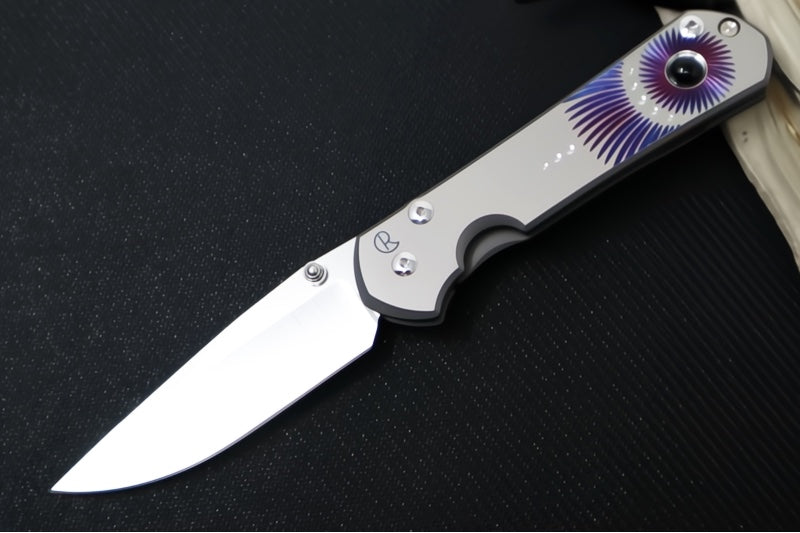 Chris Reeve Knives Large Sebenza 31 Unique Graphics #2848 - Drop Point Blade / Magnacut Steel / Titanium Handle / Onyx Cabochon L31-1408-0796