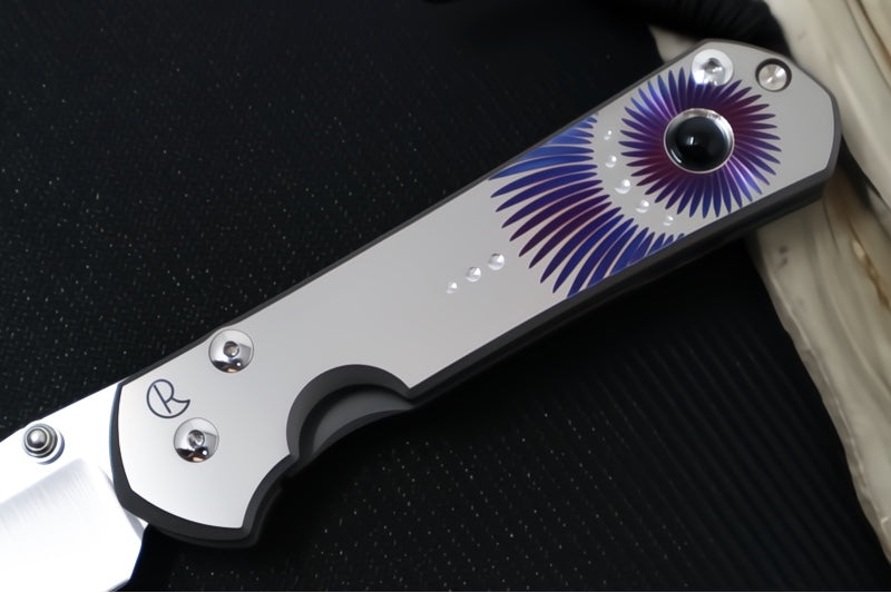 Chris Reeve Knives Large Sebenza 31 Unique Graphics #2848 - Drop Point Blade / Magnacut Steel / Titanium Handle / Onyx Cabochon L31-1408-0796