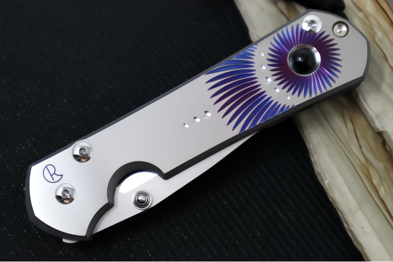 Chris Reeve Knives Large Sebenza 31 Unique Graphics #2848 - Drop Point Blade / Magnacut Steel / Titanium Handle / Onyx Cabochon L31-1408-0796