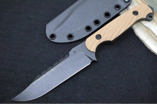 Toor Knives Crewman Omaha Tan - Black Oxide Finished Blade / CPM-CruWear Steel / Omaha Tan G10 Handle / Kydex Sheath