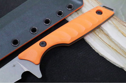 Toor Knives Avalon -Stonewashed Finished Blade / CPM-154 Steel / Blaze Orange G10 Handle / Black Kydex Sheath