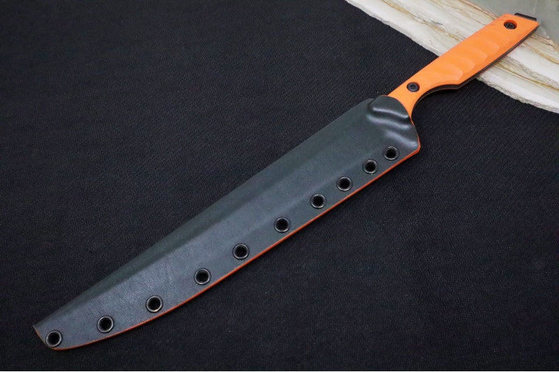 Toor Knives Avalon -Stonewashed Finished Blade / CPM-154 Steel / Blaze Orange G10 Handle / Black Kydex Sheath