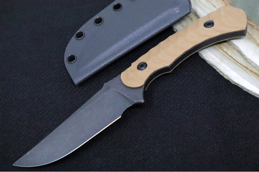 Toor Knives Brauler Omaha Tan - Blackwashed Finished Blade / CPM-Cruwear Steel / Omaha Tan G10 Handle / Kydex Sheath