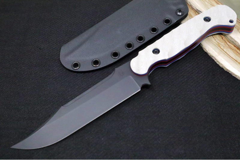 Toor Knives Valor Patriot - Smoke Black KG Gunkote Finished Blade / CPM-Cruwear Steel / Light Grey, Red & Blue G-10 Handle / Kydex Sheath