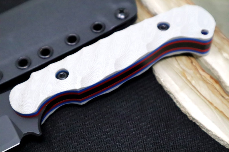 Toor Knives Valor Patriot - Smoke Black KG Gunkote Finished Blade / CPM-Cruwear Steel / Light Grey, Red & Blue G-10 Handle / Kydex Sheath