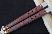 Benchmade Necron 99-241 Gold Class Balisong Butterfly Knife - Weehawk Damasteel / Scimitar-Clip Point Blade / Lava Flow Fatcarbon Carbon Fiber Handle / Removable Tungsten Weights / Black Alligator Leather Sheath - Northwest Knives